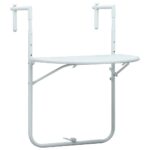 Hanging Balcony Table White 60x64x83.5cm Plastic RattanLook