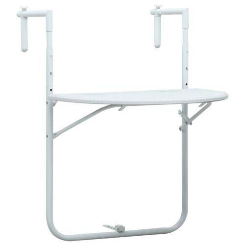 Hanging Balcony Table White 60x64x83.5cm Plastic RattanLook