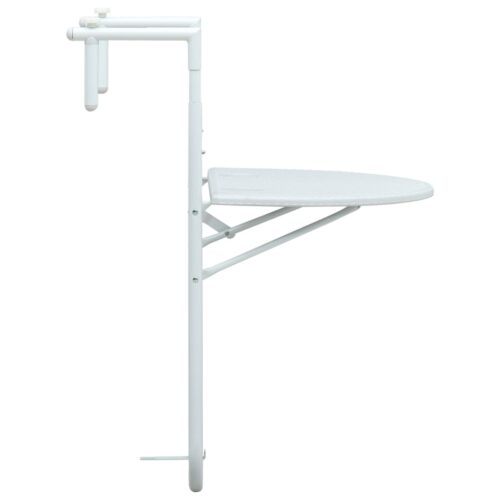 Hanging Balcony Table White 60x64x83.5cm Plastic RattanLook - Image 3