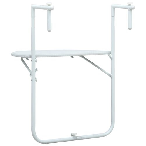Hanging Balcony Table White 60x64x83.5cm Plastic RattanLook - Image 4