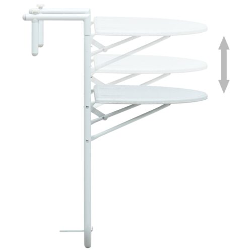 Hanging Balcony Table White 60x64x83.5cm Plastic RattanLook - Image 5
