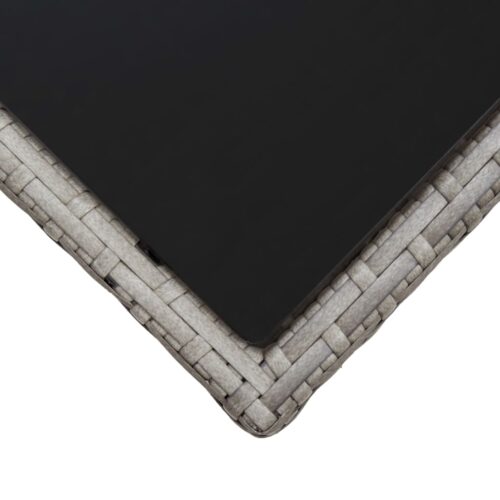 Coffee Table Grey 45x45x40cm Poly Rattan Glass - Image 4