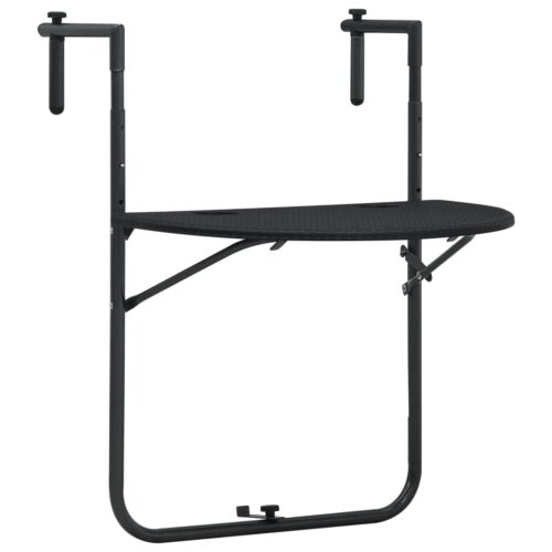 Hanging Balcony Table Black 60x64x83.5cm Plastic RattanLook