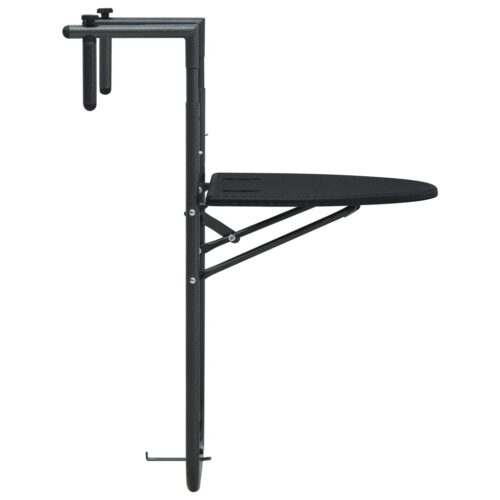Hanging Balcony Table Black 60x64x83.5cm Plastic RattanLook - Image 3