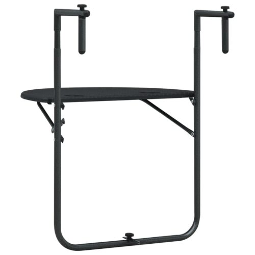 Hanging Balcony Table Black 60x64x83.5cm Plastic RattanLook - Image 4