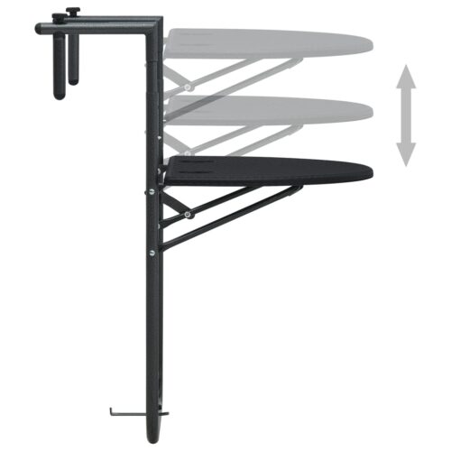 Hanging Balcony Table Black 60x64x83.5cm Plastic RattanLook - Image 5