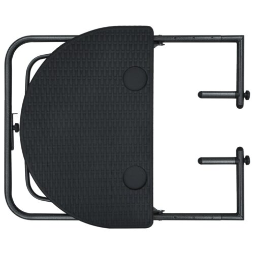 Hanging Balcony Table Black 60x64x83.5cm Plastic RattanLook - Image 6