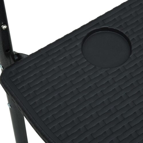 Hanging Balcony Table Black 60x64x83.5cm Plastic RattanLook - Image 8