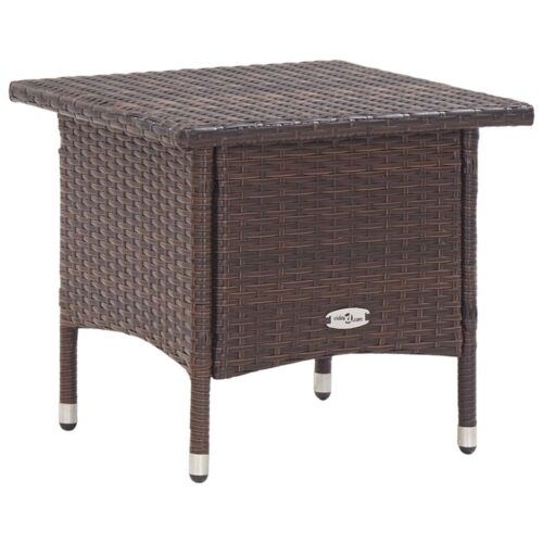 Outdoor Garden Table Wicker Rattan Patio Lounge Sofa Coffee Stand Brown 50x50x47cm