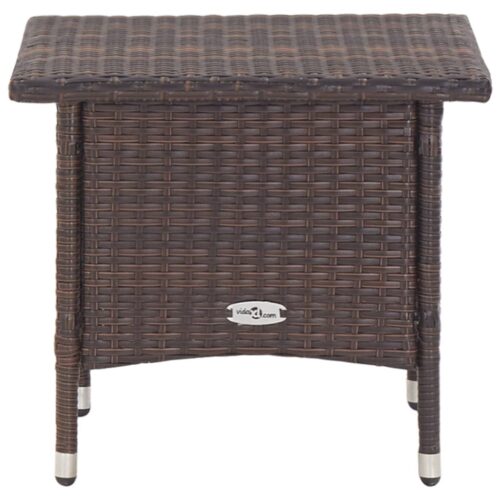 Outdoor Garden Table Wicker Rattan Patio Lounge Sofa Coffee Stand Brown 50x50x47cm - Image 2