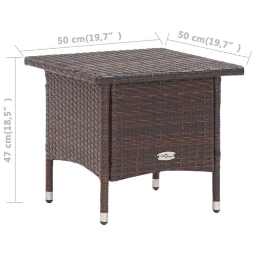 Outdoor Garden Table Wicker Rattan Patio Lounge Sofa Coffee Stand Brown 50x50x47cm - Image 5