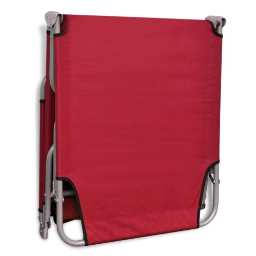 Folding Sun Lounger Powder-coated Steel Red - Image 5