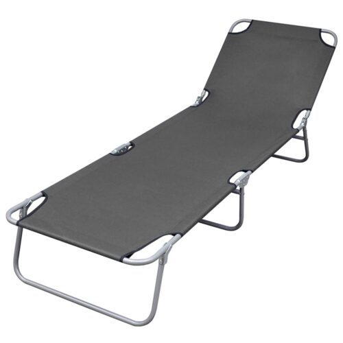 Foldable Sun Lounger with Adjustable Backrest Grey