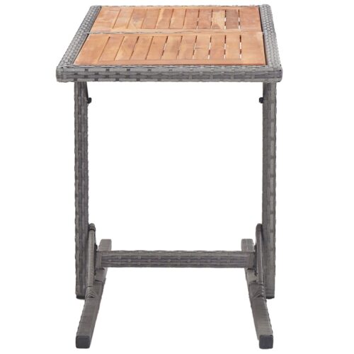 Garden Table Anthracite Poly Rattan Solid Acacia Wood - Image 3