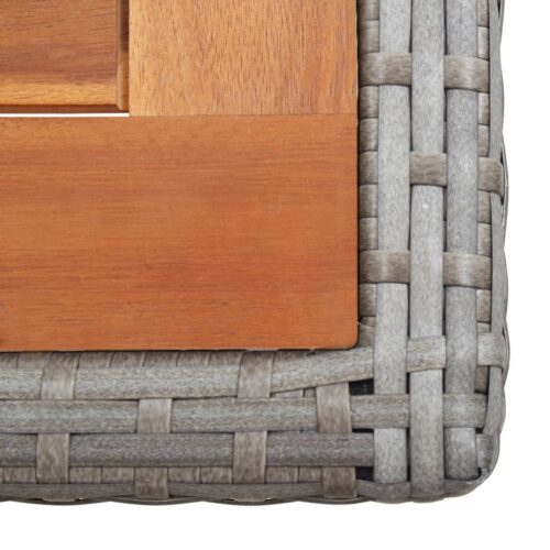 Garden Table Anthracite Poly Rattan Solid Acacia Wood - Image 4