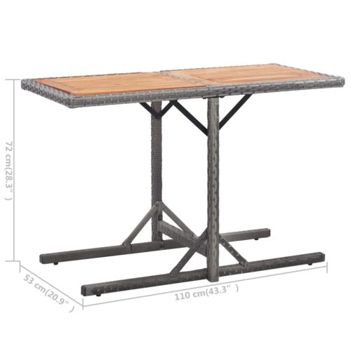 Garden Table Anthracite Poly Rattan Solid Acacia Wood - Image 5