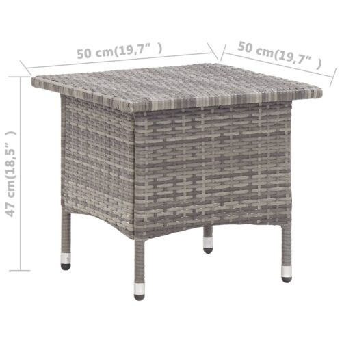 Outdoor Garden Table Patio Balcony Lounge Sofa Coffee Stand Wicker Rattan Grey 50x50x47cm - Image 5