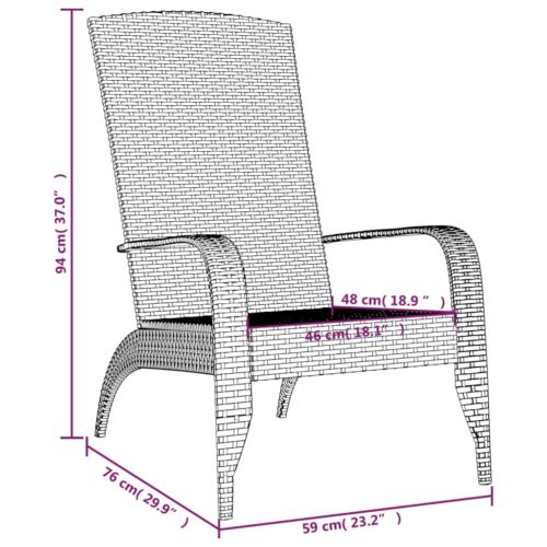 Garden Adirondack Chair Grey Poly Rattan - Image 7