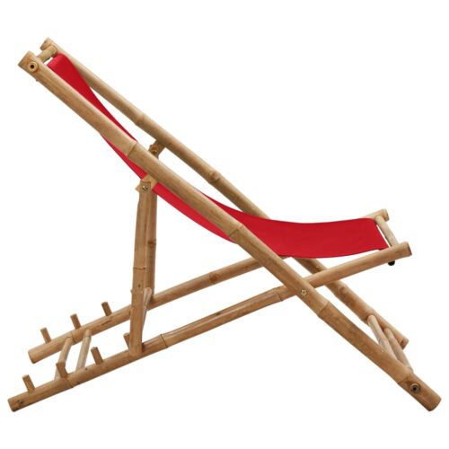 Deck Chair Bamboo Canvas Red - Image 3