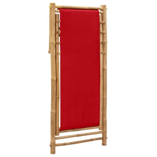 Deck Chair Bamboo Canvas Red - Image 6