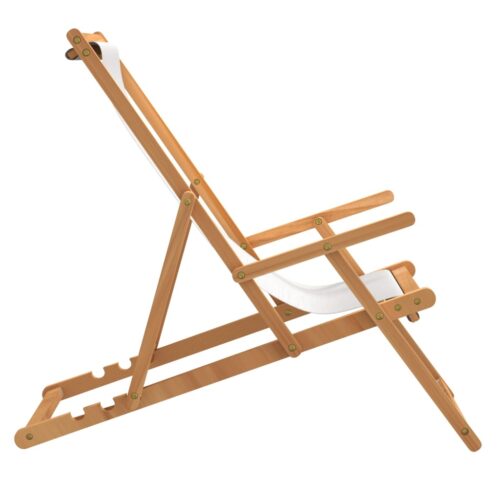 Folding Beach Chair Solid Wood Teak Cream - Image 5