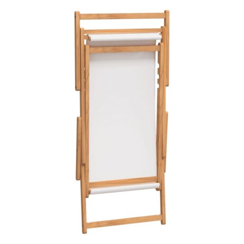 Folding Beach Chair Solid Wood Teak Cream - Image 6