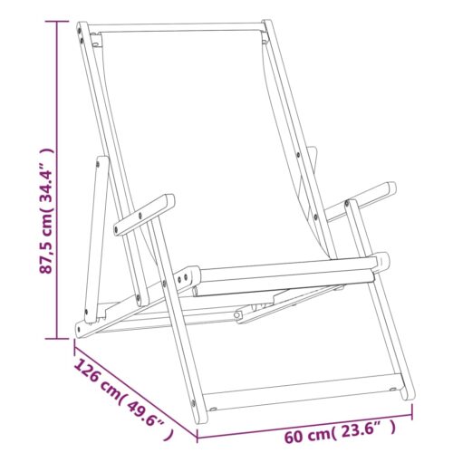 Folding Beach Chair Solid Wood Teak Cream - Image 8
