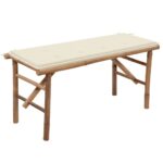 Folding Garden Bench with Cushion 118cm Bamboo