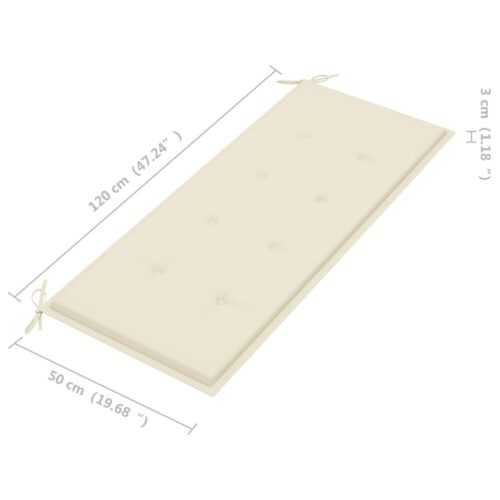 Folding Garden Bench with Cushion 118cm Bamboo - Image 9