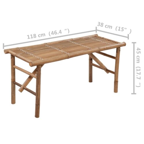 Folding Garden Bench with Cushion 118cm Bamboo - Image 8
