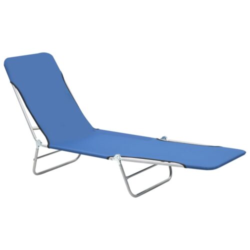 Folding Sun Loungers 2pcs Steel Fabric Blue - Image 3