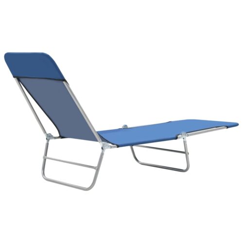 Folding Sun Loungers 2pcs Steel Fabric Blue - Image 7