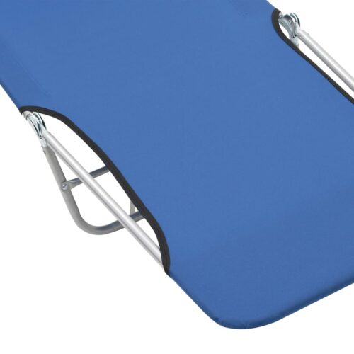 Folding Sun Loungers 2pcs Steel Fabric Blue - Image 9