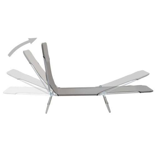 Folding Sun Loungers 2pcs Steel Fabric Grey - Image 2