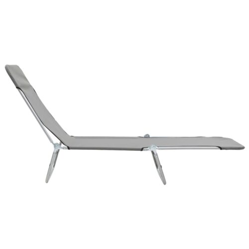 Folding Sun Loungers 2pcs Steel Fabric Grey - Image 6