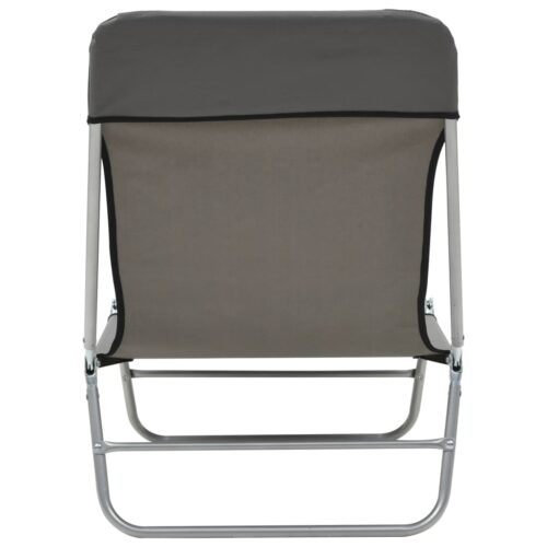 Folding Sun Loungers 2pcs Steel Fabric Grey - Image 8