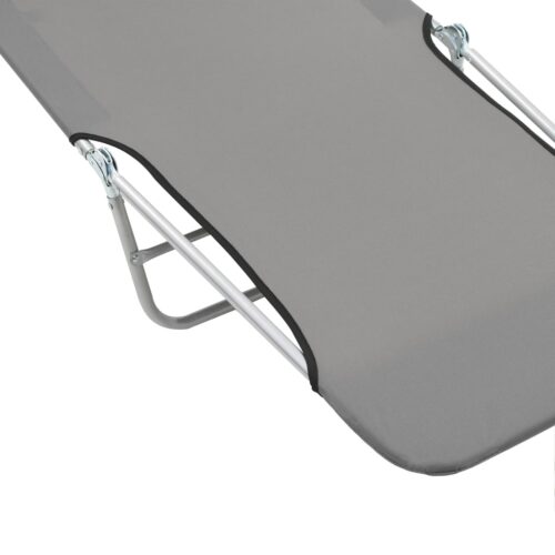 Folding Sun Loungers 2pcs Steel Fabric Grey - Image 9