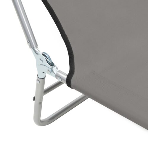 Folding Sun Loungers 2pcs Steel Fabric Grey - Image 10