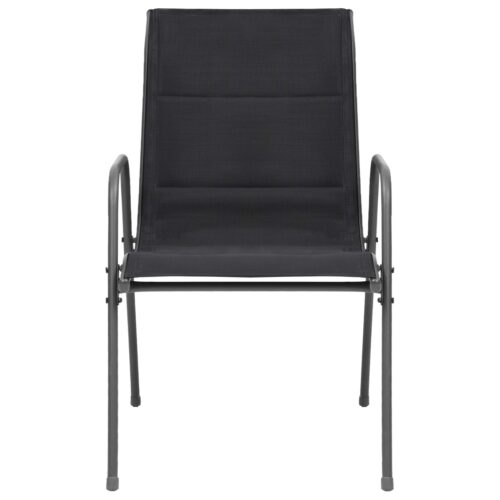 Stackable Garden Chairs 2pcs Steel Textilene Black - Image 3