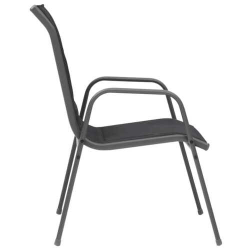 Stackable Garden Chairs 2pcs Steel Textilene Black - Image 4