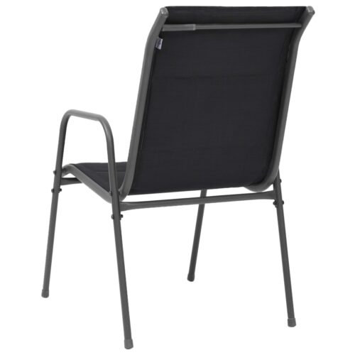 Stackable Garden Chairs 2pcs Steel Textilene Black - Image 5