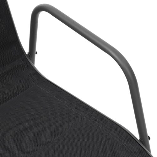 Stackable Garden Chairs 2pcs Steel Textilene Black - Image 6