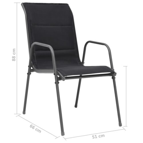 Stackable Garden Chairs 2pcs Steel Textilene Black - Image 7