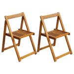 Folding Garden Chairs 2pcs Solid Acacia Wood