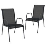 Garden Chairs 2pcs Steel Textilene Black