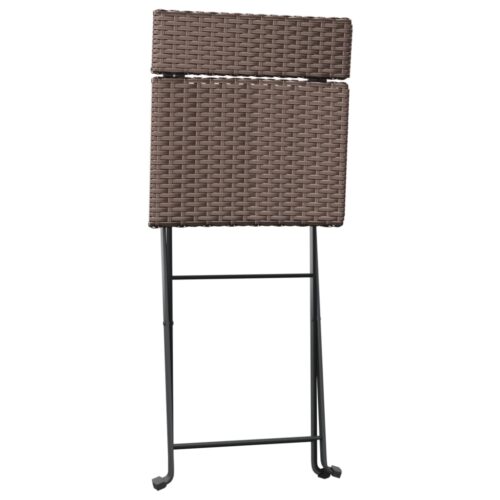 Folding Bistro Chairs 2pcs Brown Poly Rattan Steel - Image 7