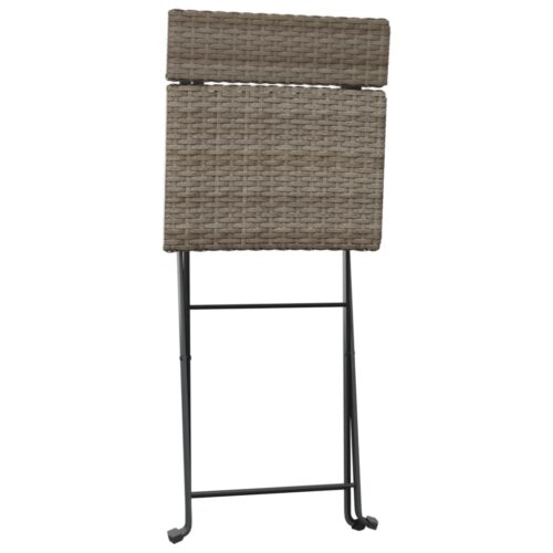 Folding Bistro Chairs 2pcs Grey Poly Rattan Steel - Image 7