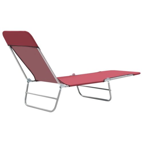 Folding Sun Loungers 2pcs Steel Fabric Red - Image 6