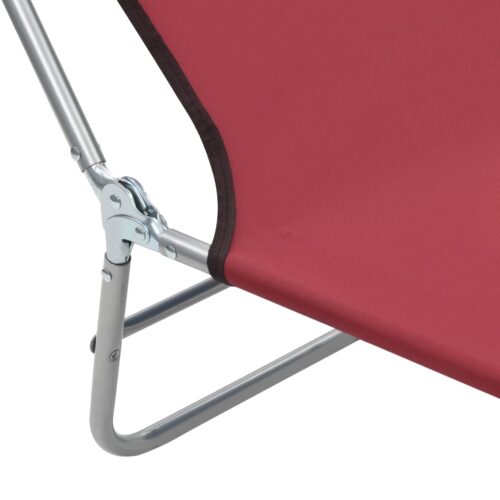 Folding Sun Loungers 2pcs Steel Fabric Red - Image 9