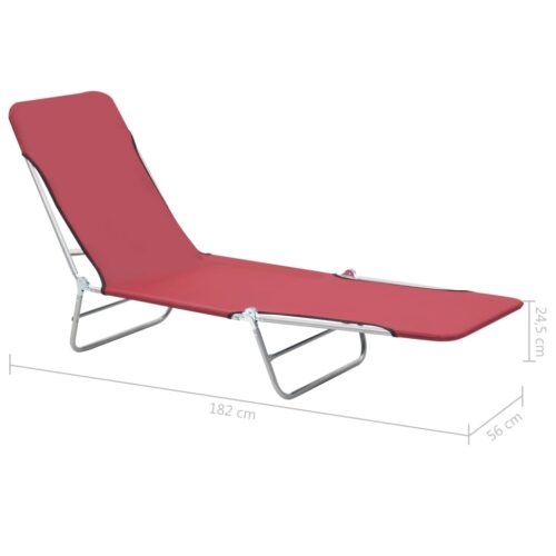 Folding Sun Loungers 2pcs Steel Fabric Red - Image 11